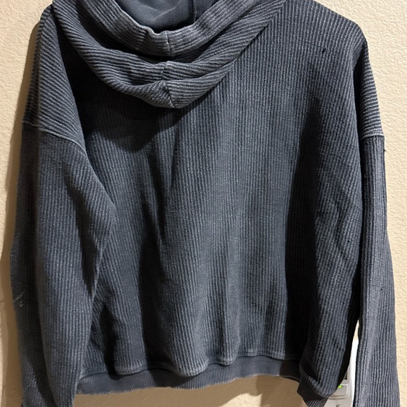 Aerie Charcoal Ribbed Hoodie - Picture 4 of 4